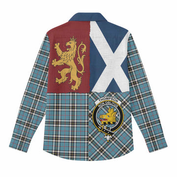 Thompson (Thomson) Crest Tartan Women Casual Shirt with Lion Rampant Saltire Style