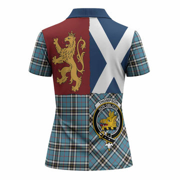 Thompson (Thomson) Crest Tartan Women Polo Shirt with Lion Rampant Saltire Style