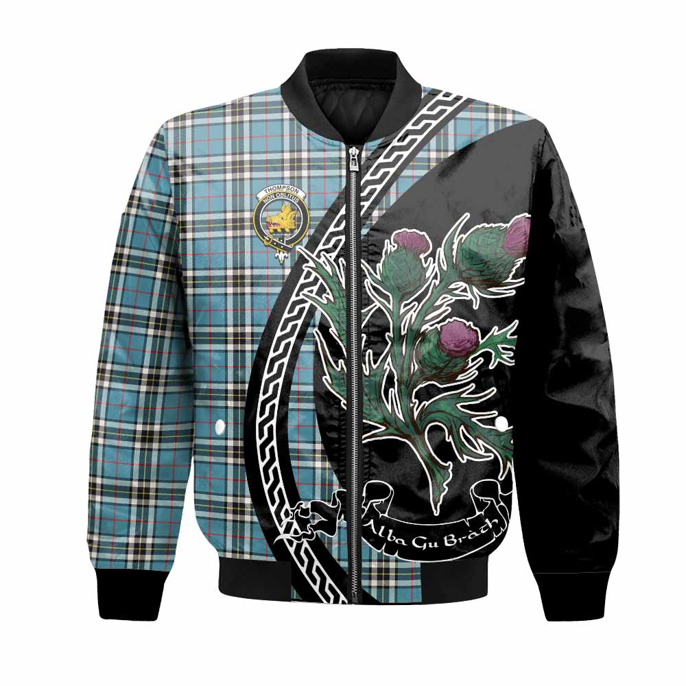 Thompson (Thomson) Family Crest Tartan Bomber Jacket Alba Thistle Inspired - Tartan Vibes Clothing