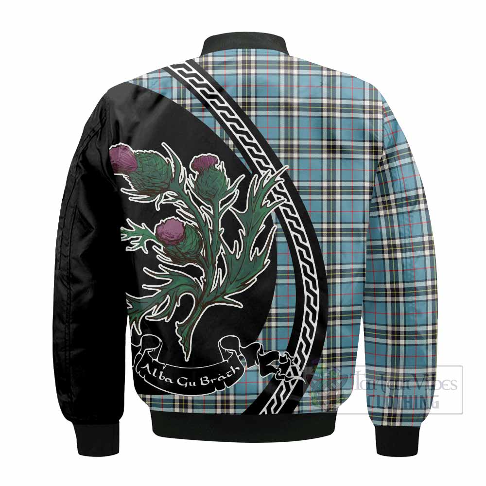 Thompson (Thomson) Family Crest Tartan Bomber Jacket Alba Thistle Inspired - Tartan Vibes Clothing