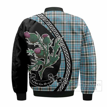Thompson (Thomson) Family Crest Tartan Bomber Jacket Alba Thistle Inspired - Tartan Vibes Clothing