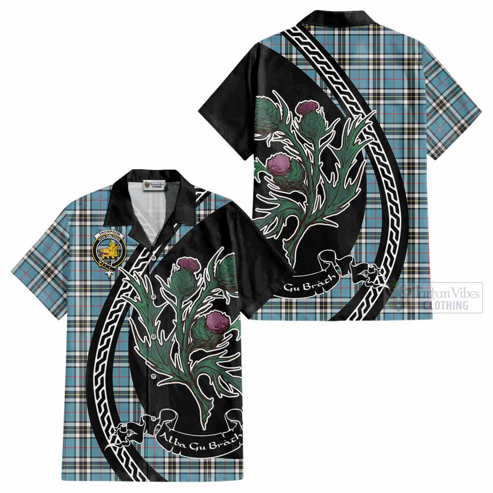 Thompson (Thomson) Family Crest Tartan Cotton Hawaiian Shirt Alba Thistle Inspired - Tartan Vibes Clothing