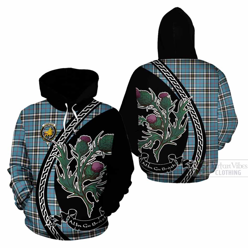 Thompson (Thomson) Family Crest Tartan Cotton Hoodie Alba Thistle Inspired - Tartan Vibes Clothing
