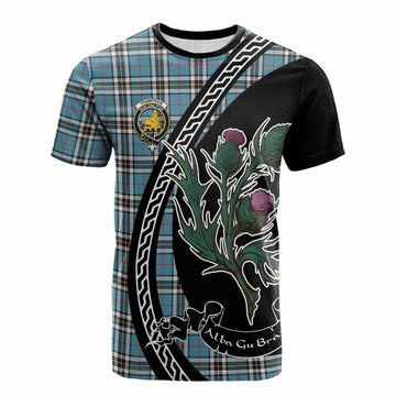Thompson (Thomson) Family Crest Tartan Cotton T-shirt Alba Thistle Inspired