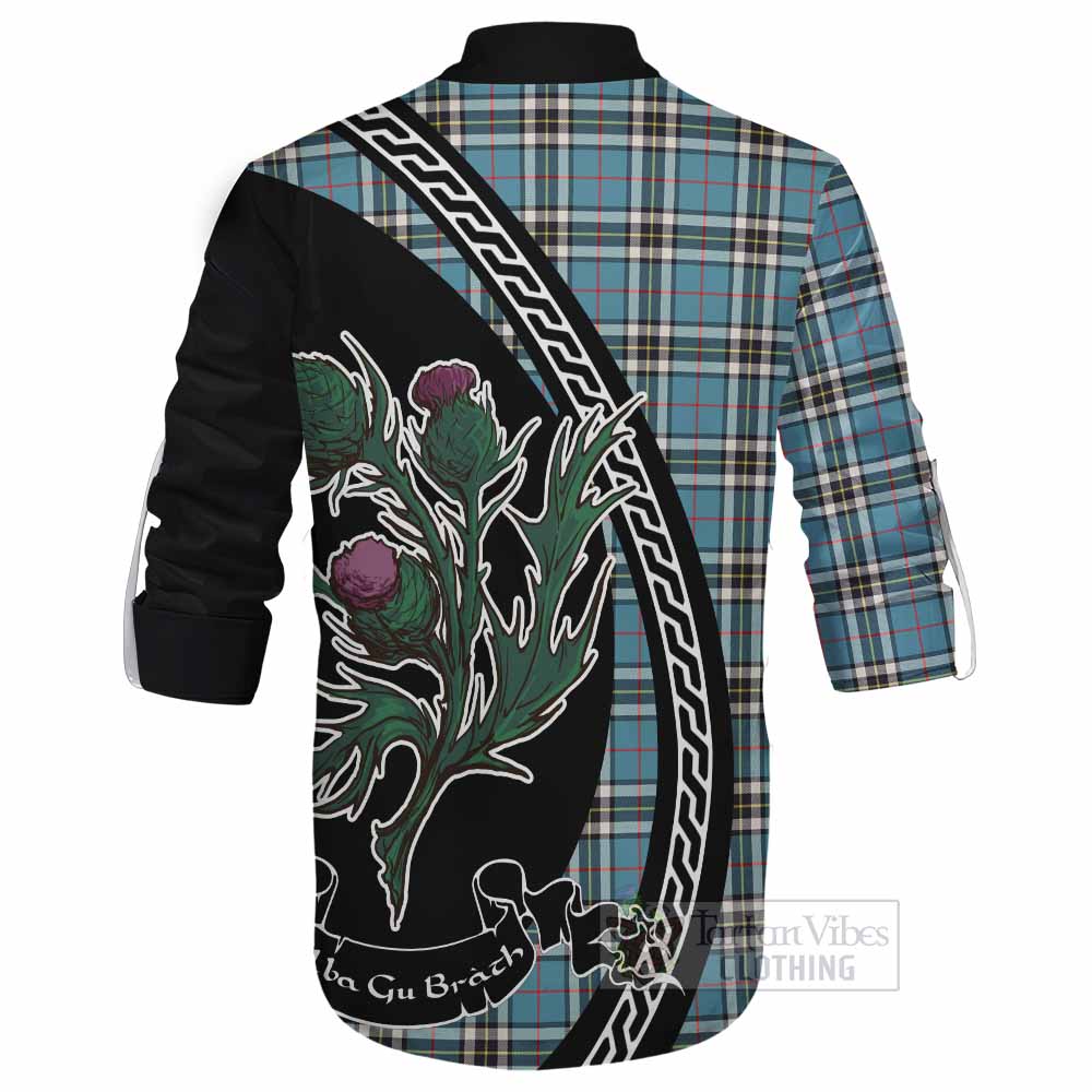 Thompson (Thomson) Family Crest Tartan Ghillie Shirt Alba Thistle Inspired - Tartan Vibes Clothing