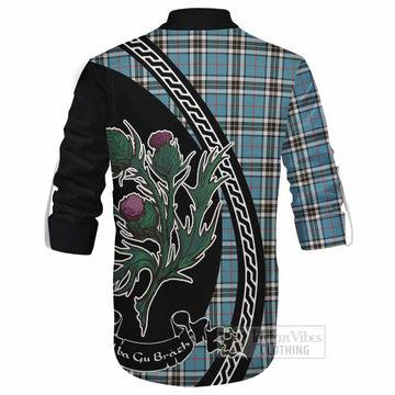 Thompson (Thomson) Family Crest Tartan Ghillie Shirt Alba Thistle Inspired - Tartan Vibes Clothing