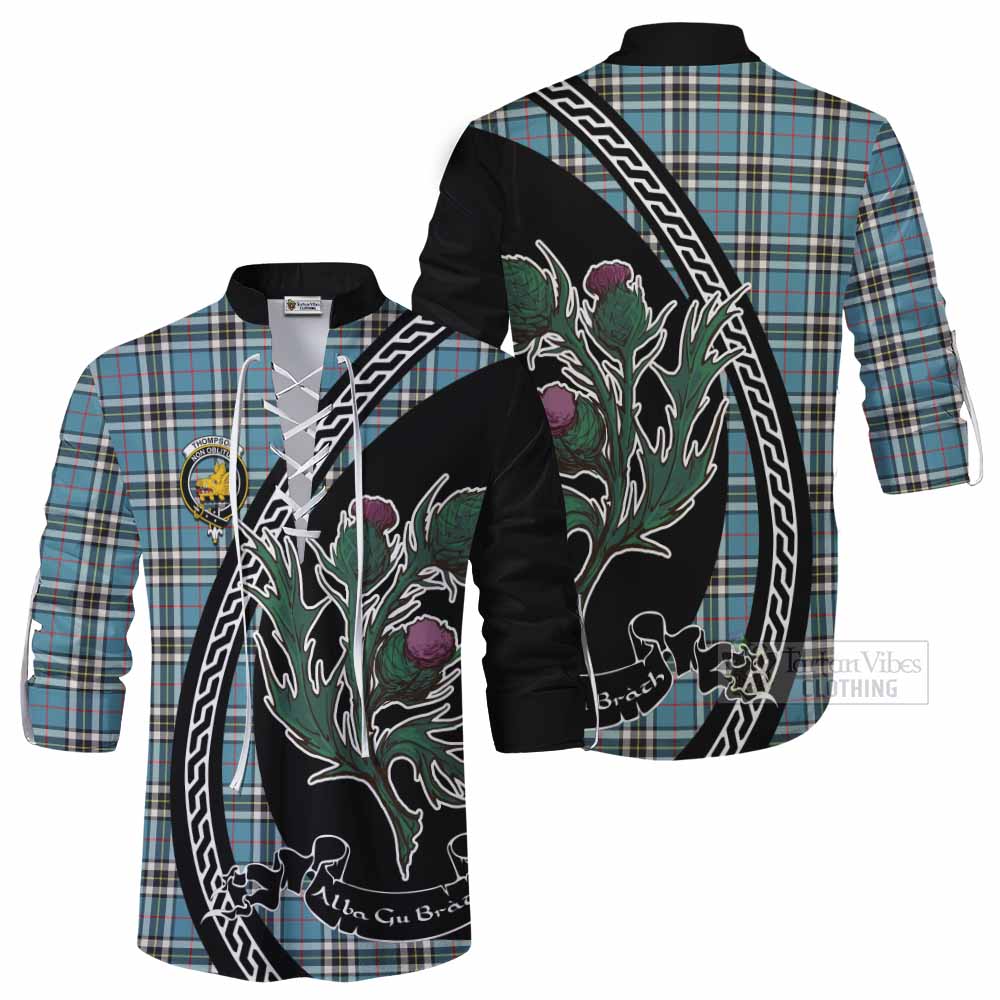 Thompson (Thomson) Family Crest Tartan Ghillie Shirt Alba Thistle Inspired - Tartan Vibes Clothing