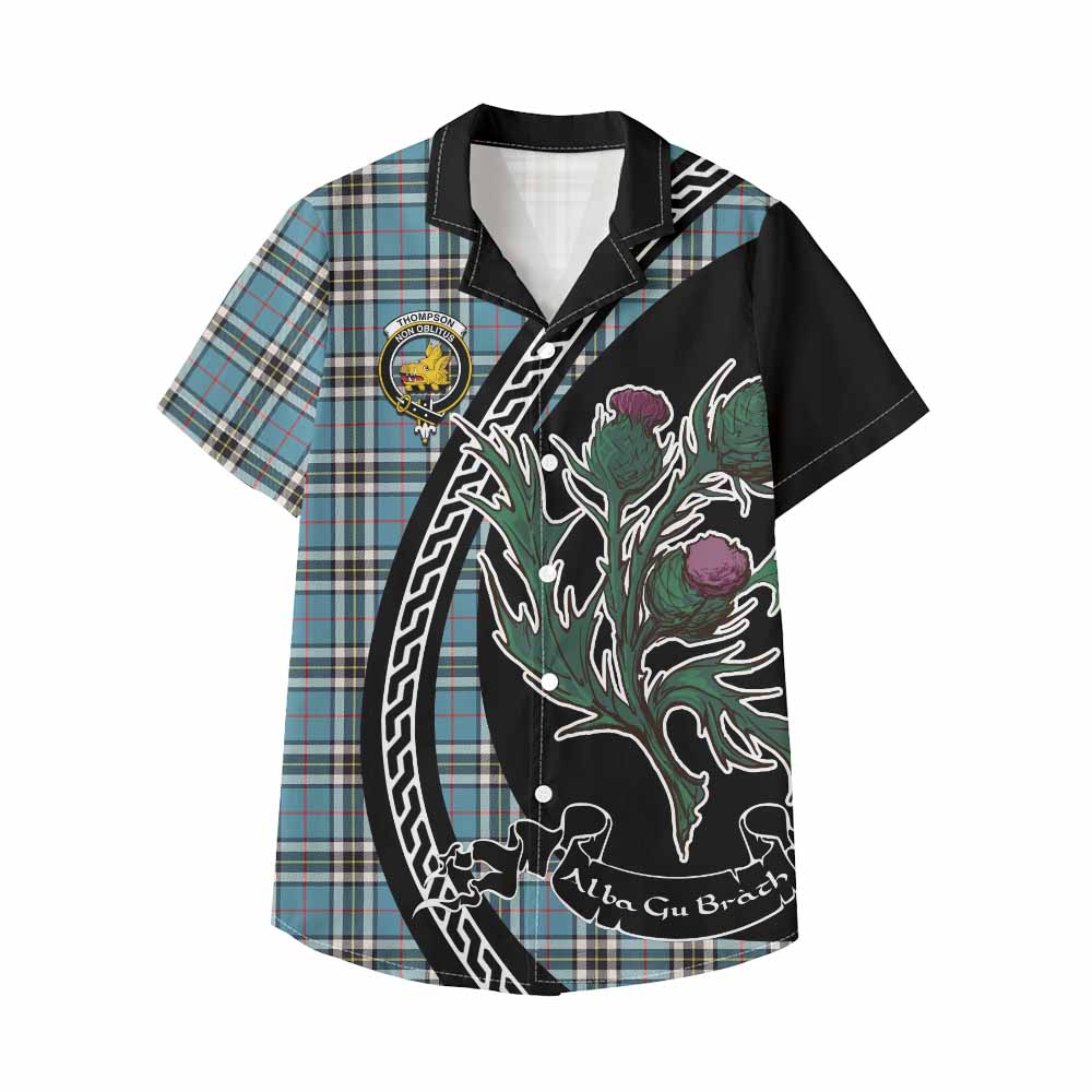 Thompson (Thomson) Family Crest Tartan Kid Hawaiian Shirt Alba Thistle Inspired - Tartan Vibes Clothing