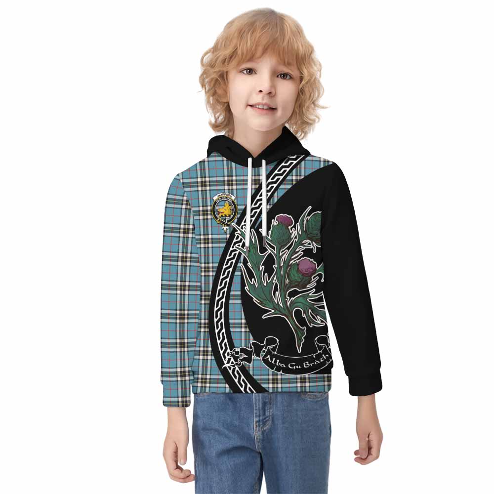 Thompson (Thomson) Family Crest Tartan Kid Hoodie Alba Thistle Inspired - Tartan Vibes Clothing