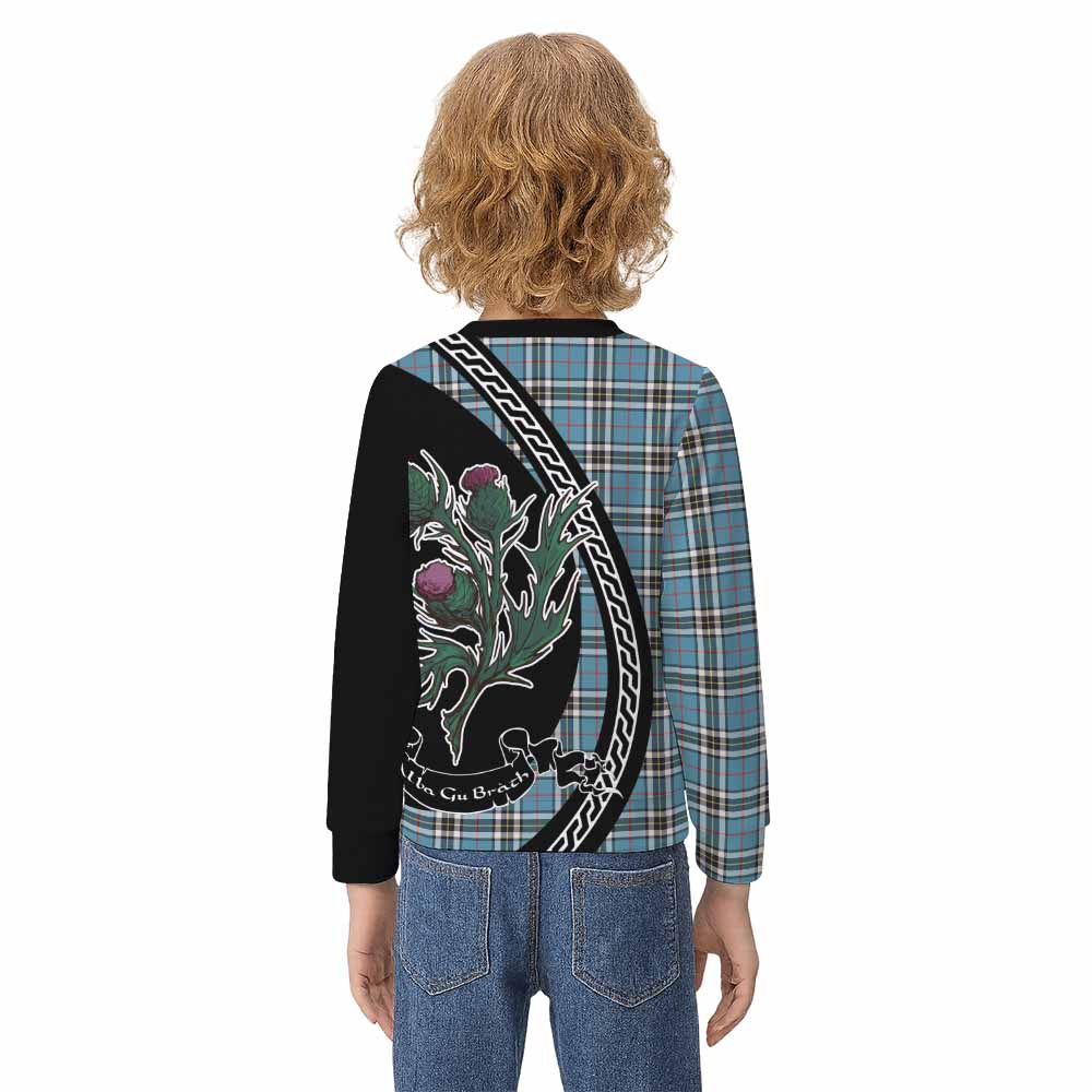 Thompson (Thomson) Family Crest Tartan Kid Knitted Sweatshirt Alba Thistle Inspired - Tartan Vibes Clothing