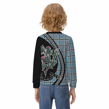 Thompson (Thomson) Family Crest Tartan Kid Knitted Sweatshirt Alba Thistle Inspired - Tartan Vibes Clothing