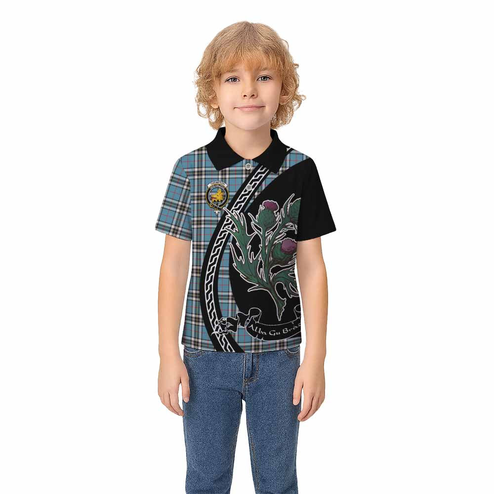Thompson (Thomson) Family Crest Tartan Kid Polo Shirt Alba Thistle Inspired - Tartan Vibes Clothing