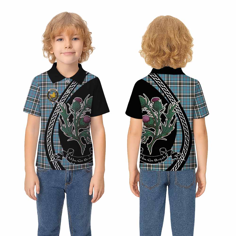 Thompson (Thomson) Family Crest Tartan Kid Polo Shirt Alba Thistle Inspired - Tartan Vibes Clothing