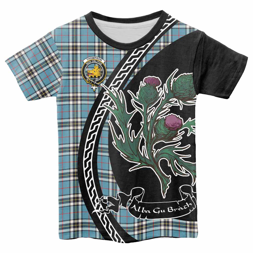 Thompson (Thomson) Family Crest Tartan Kid T-shirt Alba Thistle Inspired - Tartan Vibes Clothing