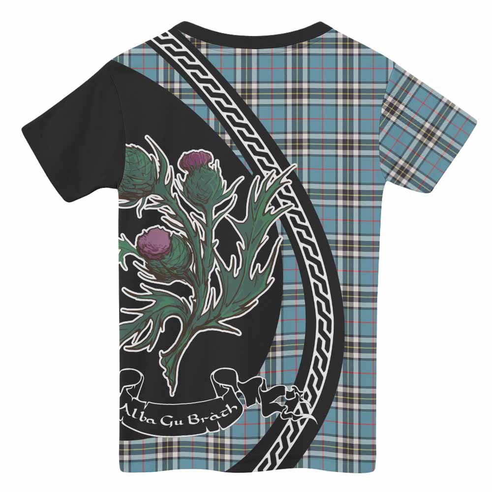 Thompson (Thomson) Family Crest Tartan Kid T-shirt Alba Thistle Inspired - Tartan Vibes Clothing