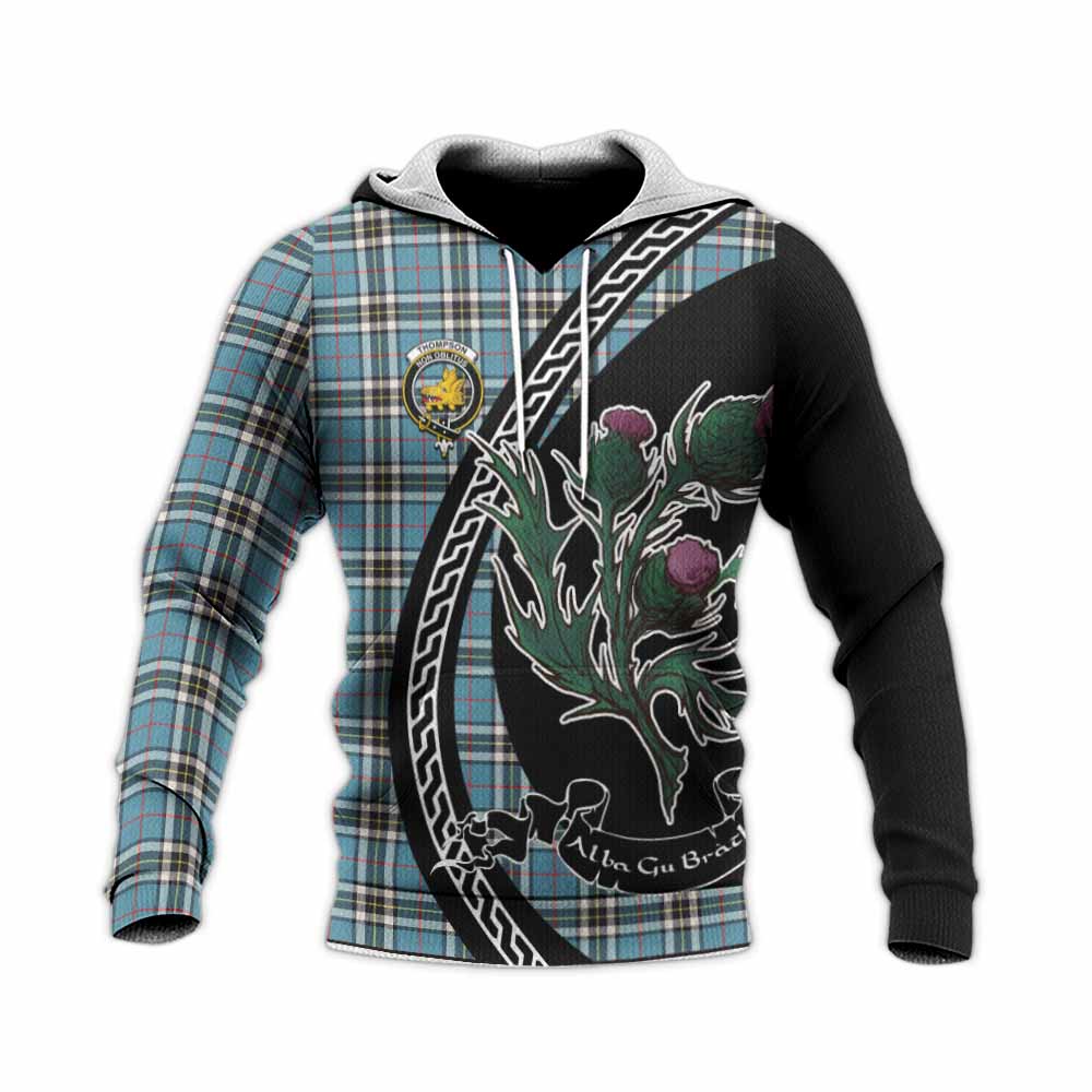 Thompson (Thomson) Family Crest Tartan Knitted Hoodie Alba Thistle Inspired - Tartan Vibes Clothing