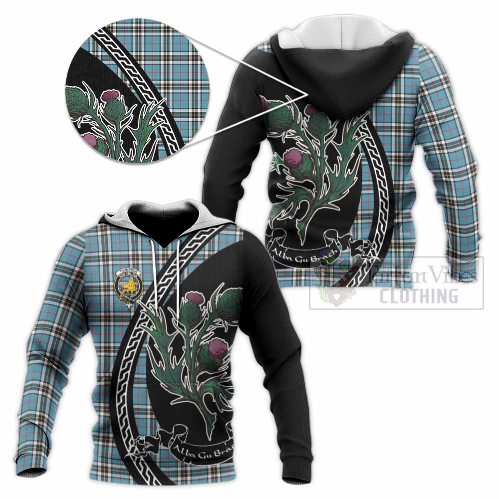 Thompson (Thomson) Family Crest Tartan Knitted Hoodie Alba Thistle Inspired - Tartan Vibes Clothing