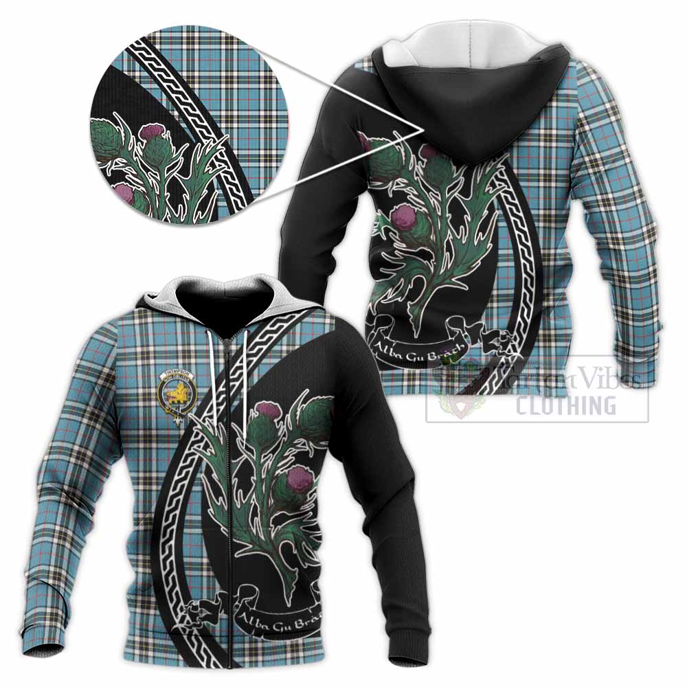 Thompson (Thomson) Family Crest Tartan Knitted Hoodie Alba Thistle Inspired - Tartan Vibes Clothing
