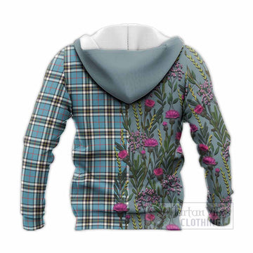 Thompson (Thomson) Family Crest Tartan Knitted Hoodie Scottish Thistle Flower Pattern Half Style - Tartan Vibes Clothing