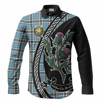 Thompson (Thomson) Family Crest Tartan Long Sleeve Button Shirts Alba Thistle Inspired - Tartan Vibes Clothing