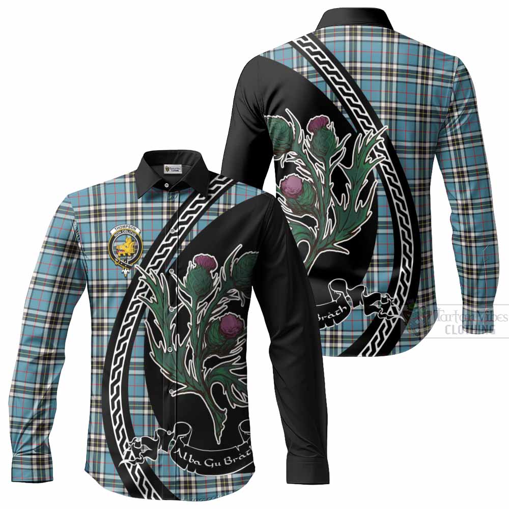 Thompson (Thomson) Family Crest Tartan Long Sleeve Button Shirts Alba Thistle Inspired - Tartan Vibes Clothing