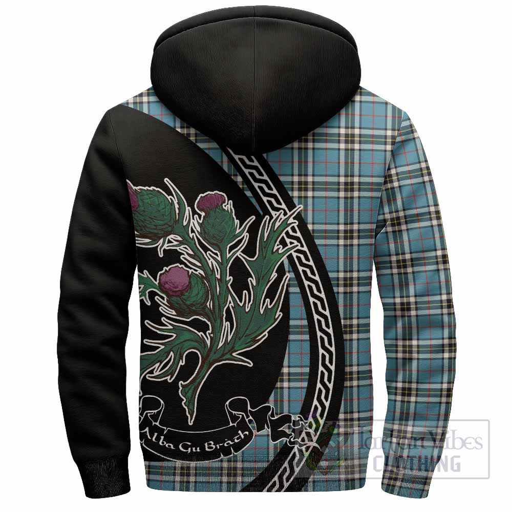 Thompson (Thomson) Family Crest Tartan Sherpa Hoodie Alba Thistle Inspired - Tartan Vibes Clothing