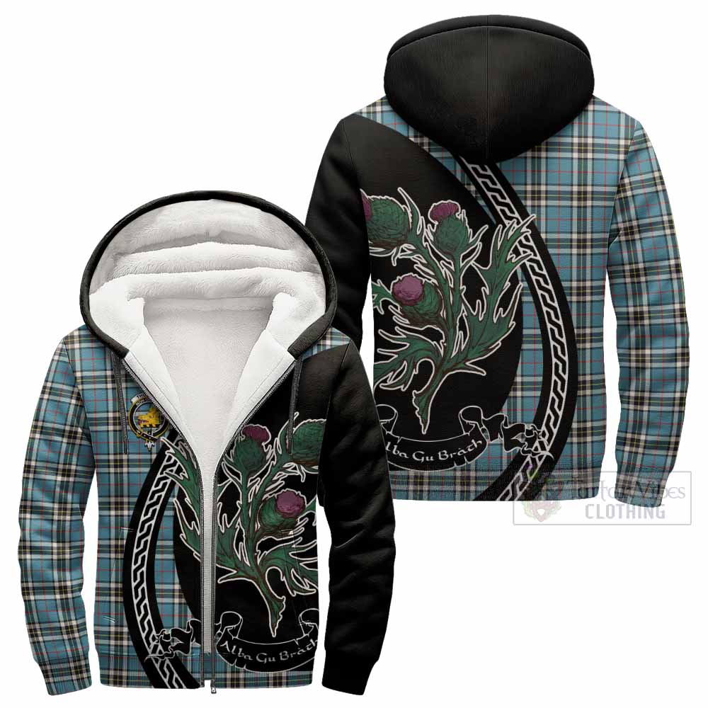 Thompson (Thomson) Family Crest Tartan Sherpa Hoodie Alba Thistle Inspired - Tartan Vibes Clothing