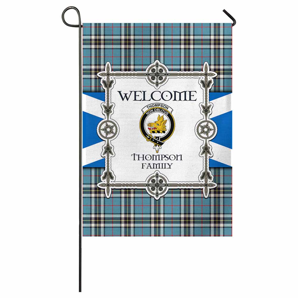 Thompson (Thomson) Family Crest Tartan Welcome Garden Flag Saltire Harmony Style - Tartan Vibes Clothing