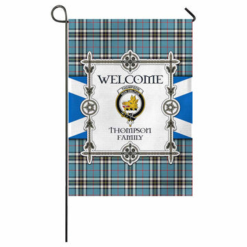 Thompson (Thomson) Family Crest Tartan Welcome Garden Flag Saltire Harmony Style - Tartan Vibes Clothing