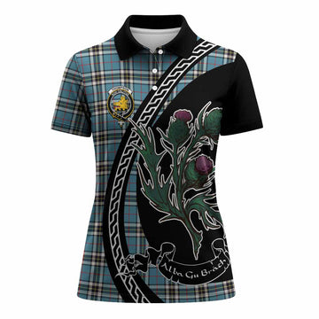 Thompson (Thomson) Family Crest Tartan Women Polo Shirt Alba Thistle Inspired - Tartan Vibes Clothing