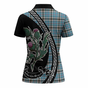 Thompson (Thomson) Family Crest Tartan Women Polo Shirt Alba Thistle Inspired - Tartan Vibes Clothing