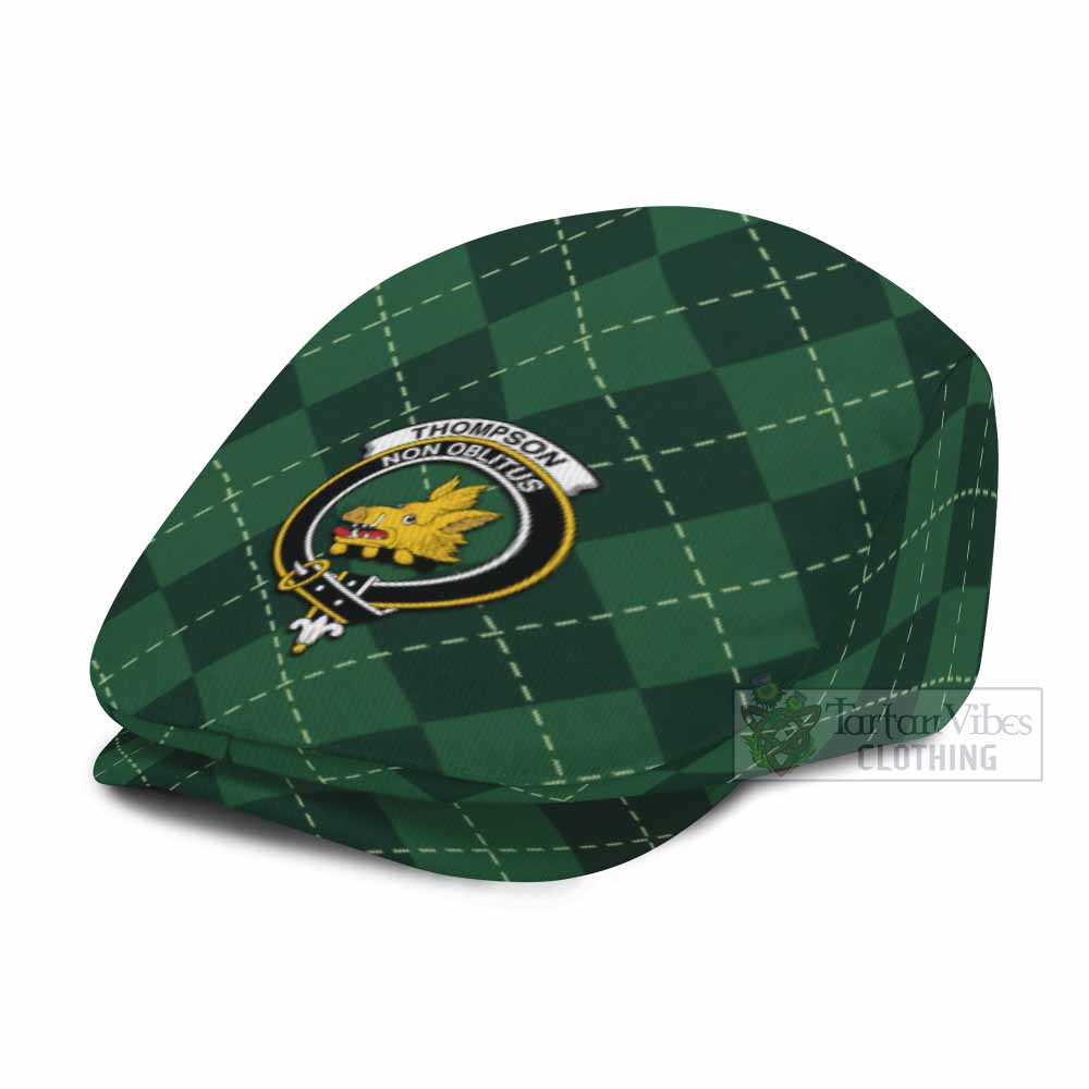 Thompson (Thomson) Scottish Family Crest Flat Cap Green Argyle Classic Style - Tartan Vibes Clothing