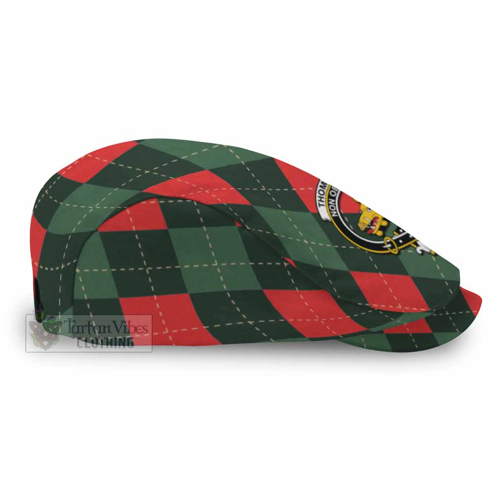 Thompson (Thomson) Scottish Family Crest Flat Cap, Jeff Cap Argyle Plaid Christmas Style - Tartan Vibes Clothing