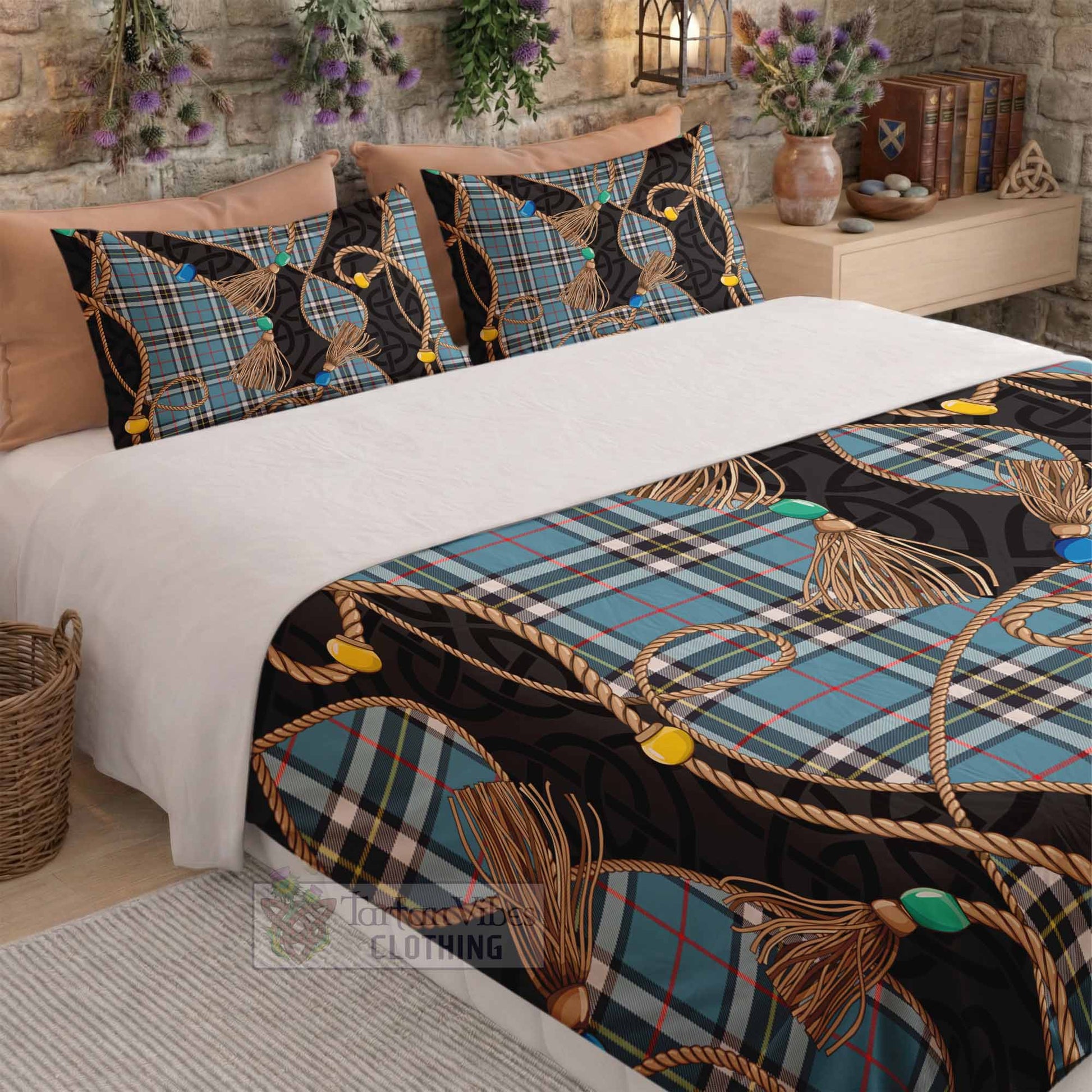 Thompson (Thomson) Scottish Tartan Twisted Ropes Stylized Bedding Set - Tartan Vibes Clothing