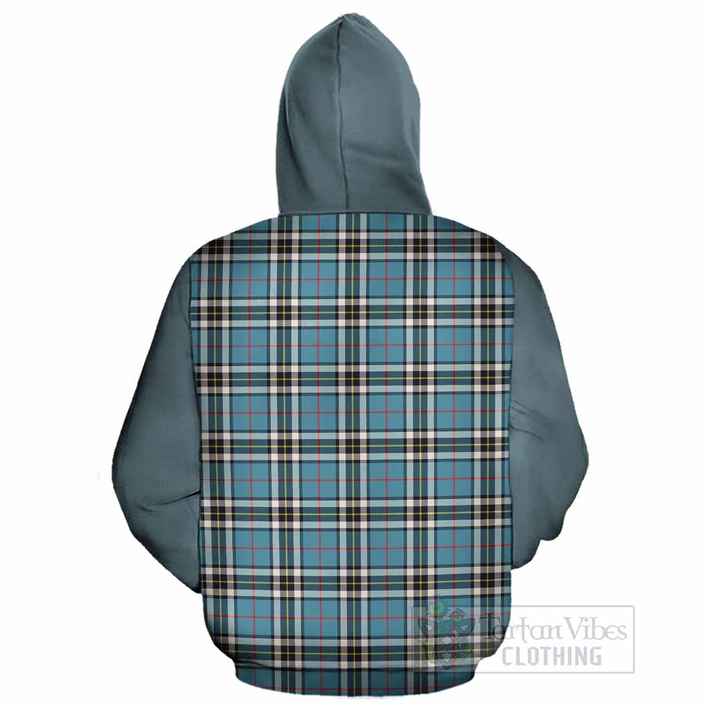 Thompson (Thomson) Tartan Accent Cotton Hoodie with Family Crest