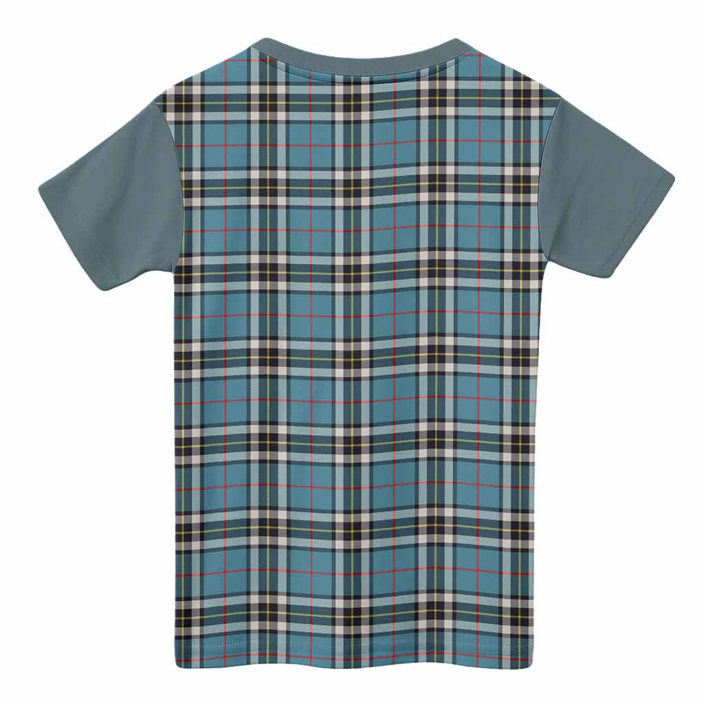 Thompson (Thomson) Tartan Accent Kid T-shirt with Family Crest