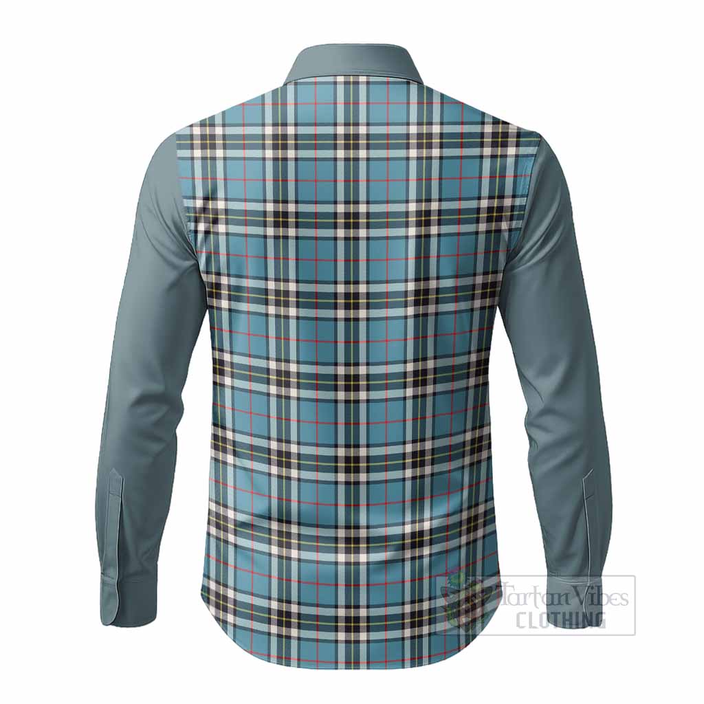 Thompson (Thomson) Tartan Accent Long Sleeve Button Shirts with Family Crest