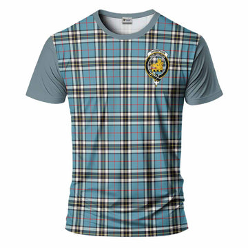 Thompson (Thomson) Tartan Accent T-Shirt with Family Crest