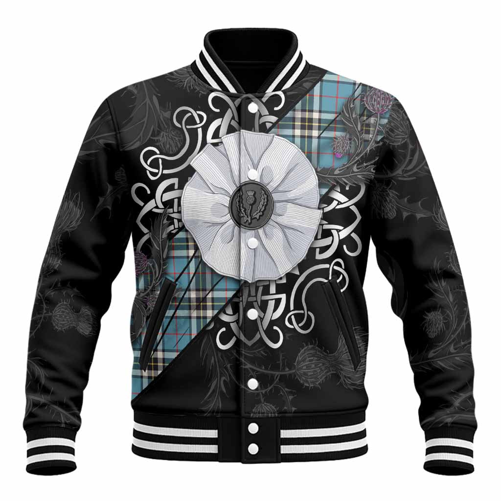 Thompson (Thomson) Tartan Baseball Jacket Jacobite White Rose Unisex - Tartan Vibes Clothing
