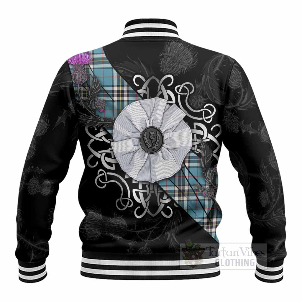 Thompson (Thomson) Tartan Baseball Jacket Jacobite White Rose - Tartan Vibes Clothing