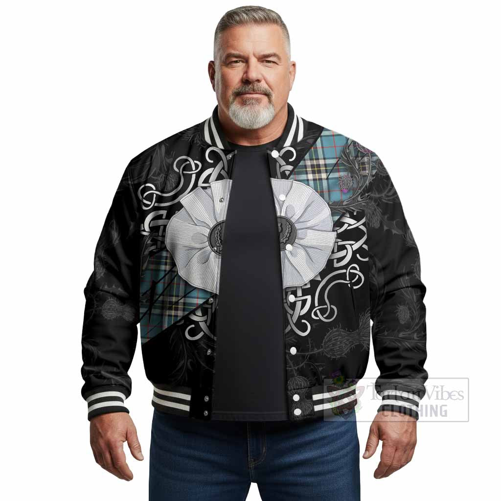 Thompson (Thomson) Tartan Baseball Jacket Jacobite White Rose - Tartan Vibes Clothing