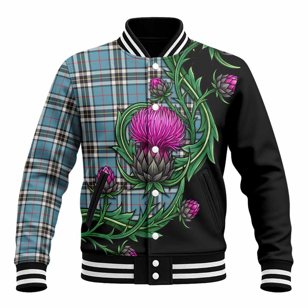 Thompson (Thomson) Tartan Baseball Jacket Resilient Scottish Thistle Unisex - Tartan Vibes Clothing