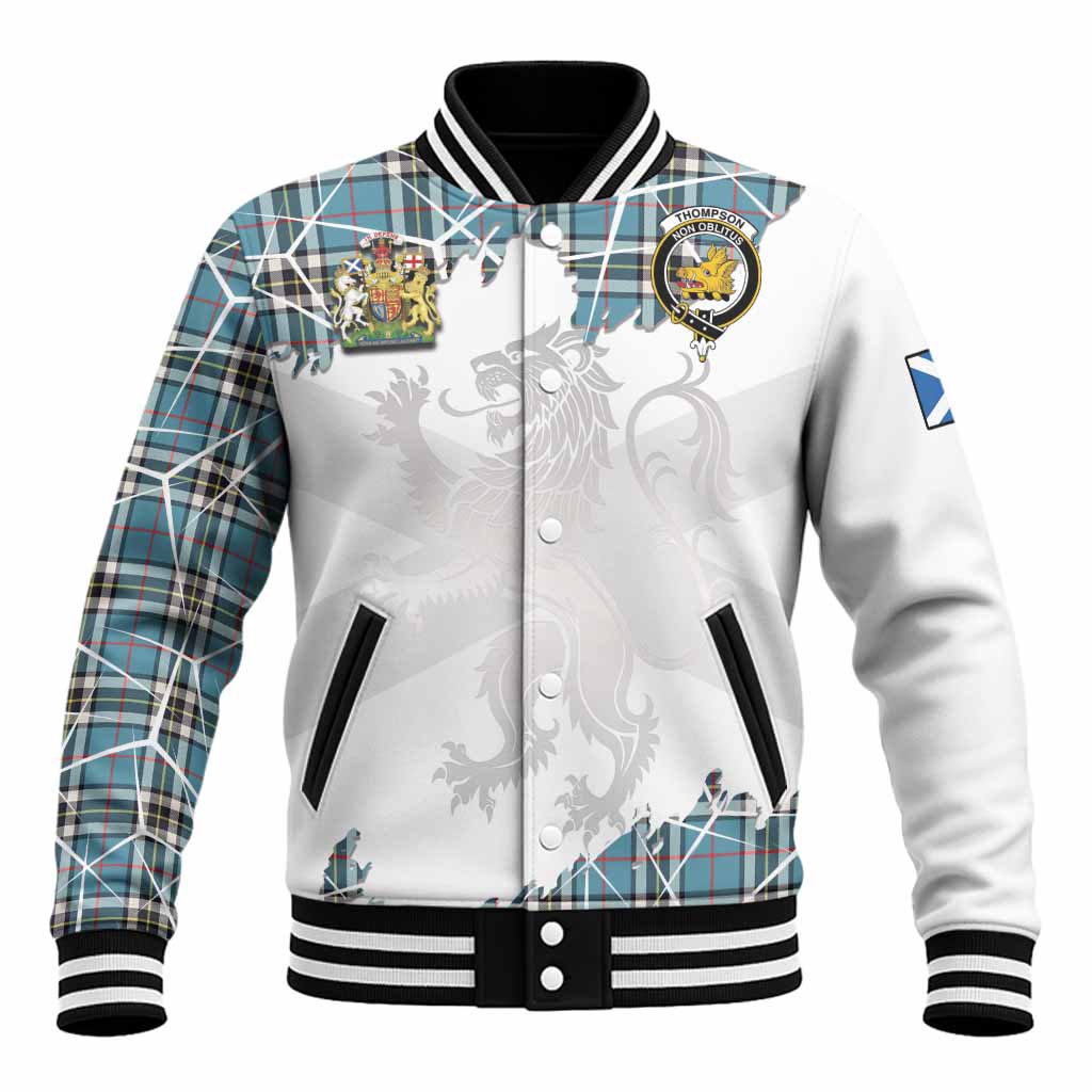 Thompson (Thomson) Tartan Baseball Jacket with Family Crest and Lion Rampant Grunge Style
