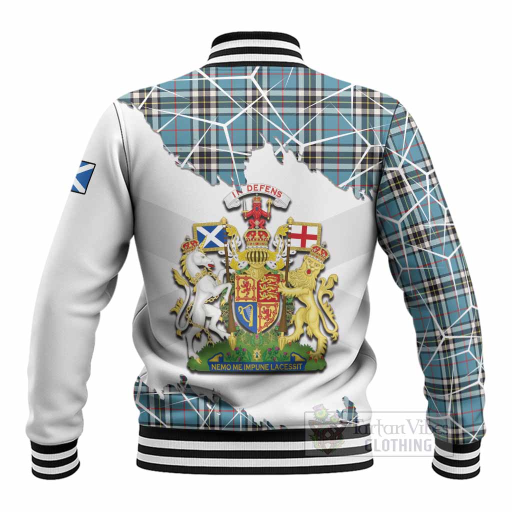 Thompson (Thomson) Tartan Baseball Jacket with Family Crest and Lion Rampant Grunge Style