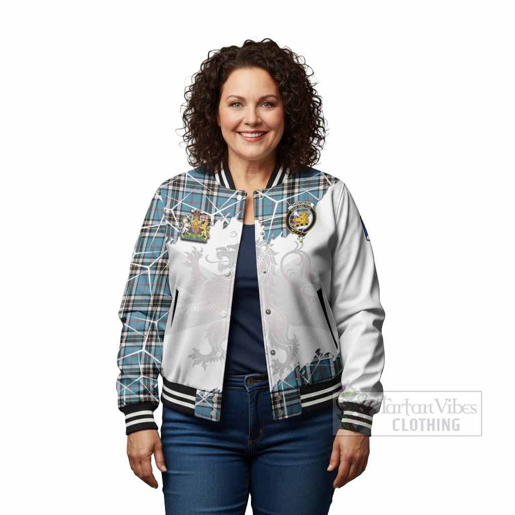 Thompson (Thomson) Tartan Baseball Jacket with Family Crest and Lion Rampant Grunge Style