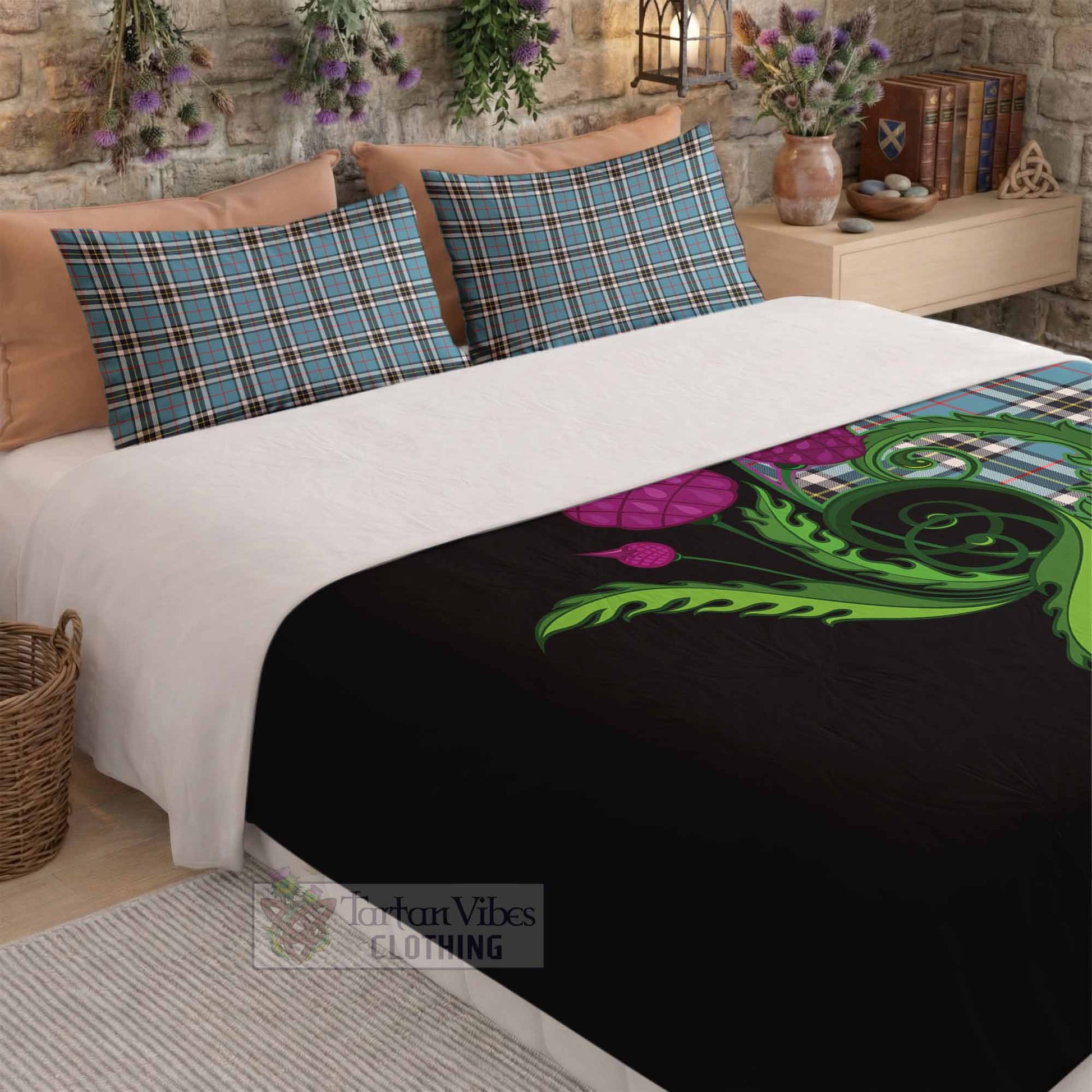 Thompson (Thomson) Tartan Bedding Set Traditional Scottish Thistle - Tartan Vibes Clothing