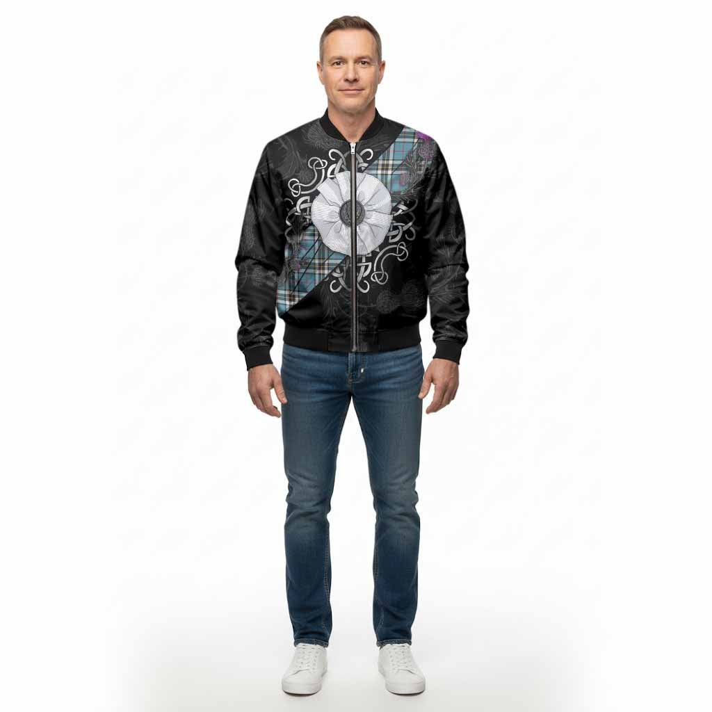 Thompson (Thomson) Tartan Bomber Jacket Jacobite White Rose - Tartan Vibes Clothing