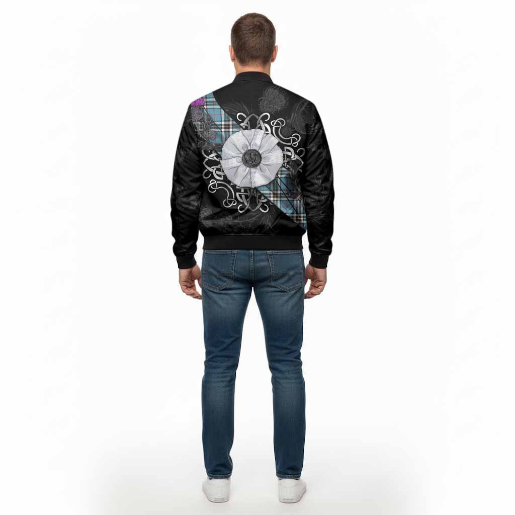 Thompson (Thomson) Tartan Bomber Jacket Jacobite White Rose - Tartan Vibes Clothing
