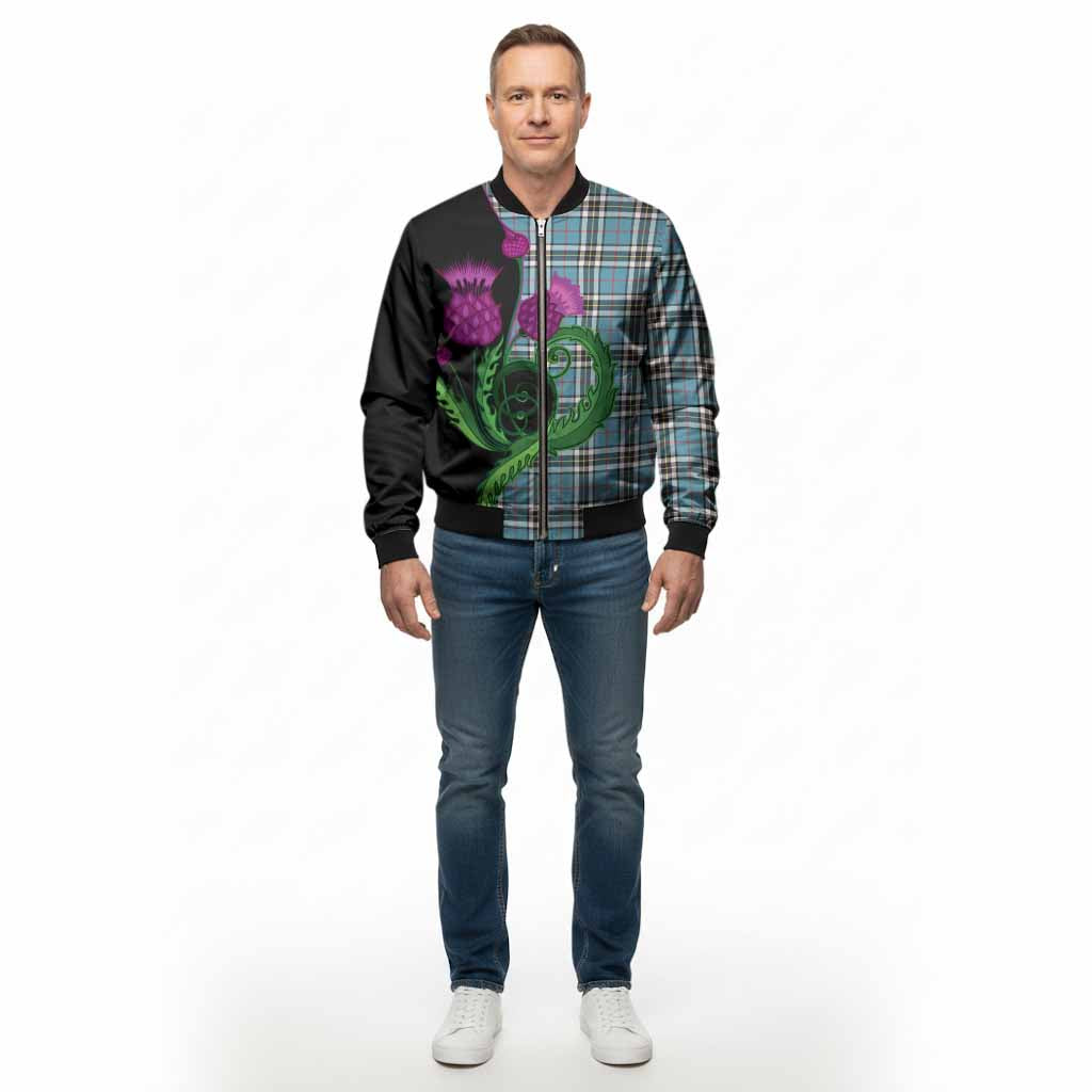 Thompson (Thomson) Tartan Bomber Jacket Traditional Scottish Thistle