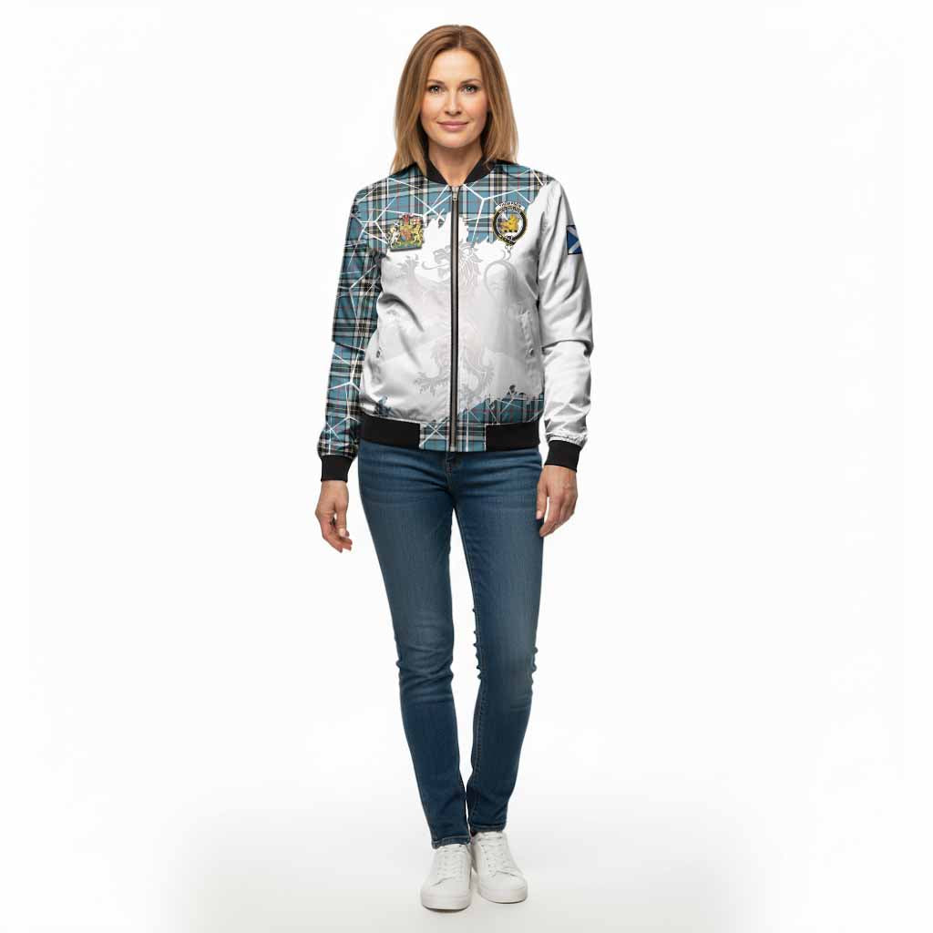 Thompson (Thomson) Tartan Bomber Jacket with Family Crest and Lion Rampant Grunge Style